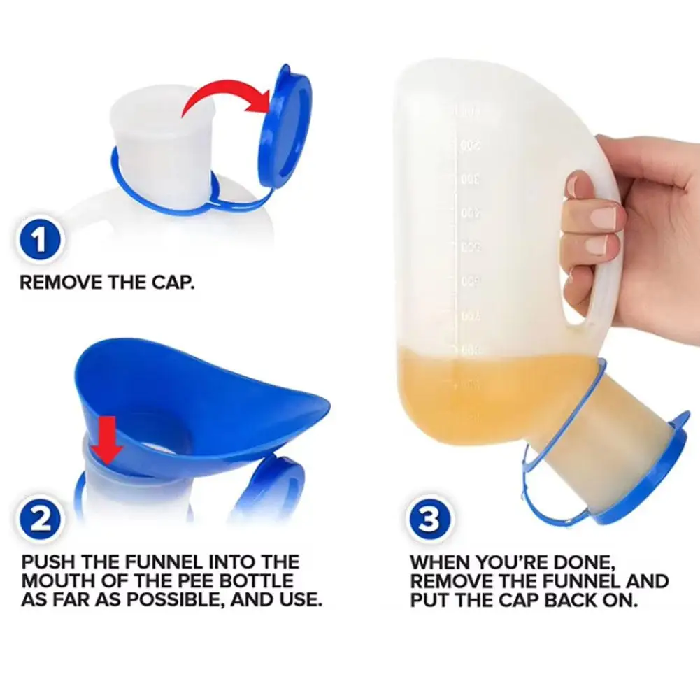 1000 مللي مبولة يمكن استخدامها من قبل الرجال والنساء للتخييم في الهواء الطلق البلاستيك مبولة المحمولة المرحاض سميكة أدوات قابلة لإعادة الاستخدام V7P5