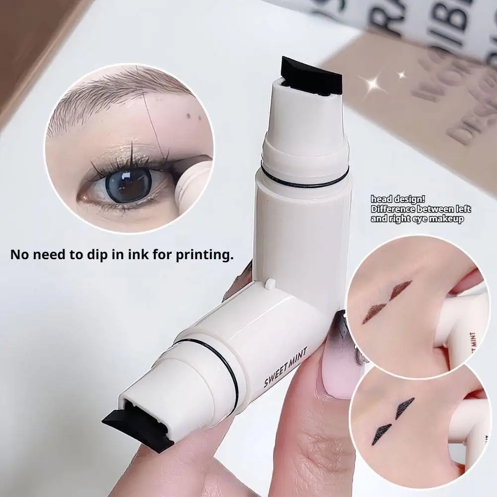 Quick Wing Eyeliner Stempel Pen 2-in-1 Geïntegreerde Nauwkeurige Omtrek Signet Langdurige Veegvaste Oogmake-up Cosmetica