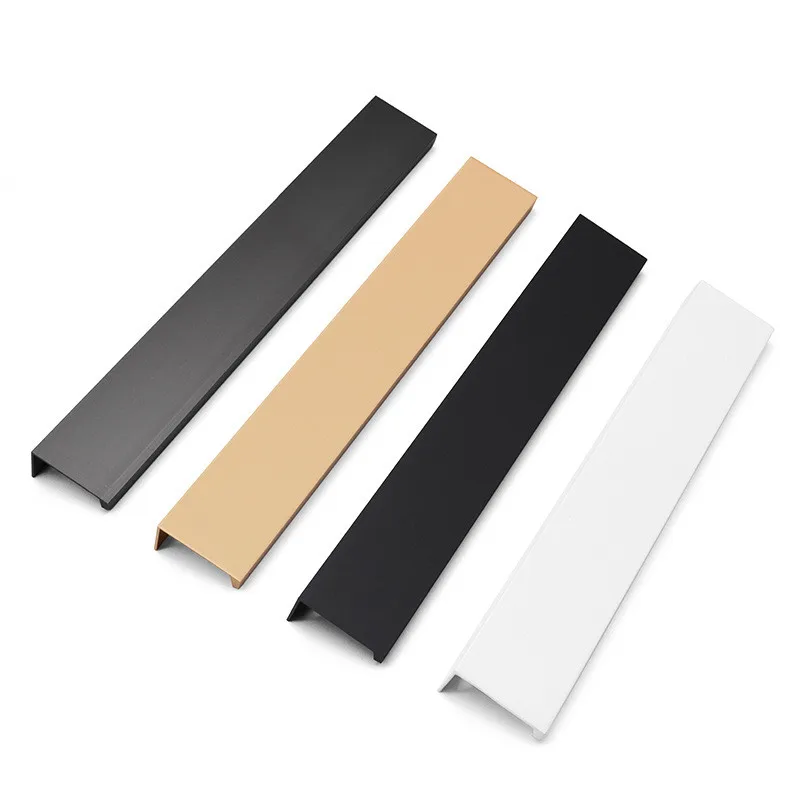 10 Pack Black Gold White Gray Cabinet Pulls Kitchen Handles Aluminum Alloy Edge Finger Pull Dresser Drawer Handles
