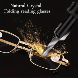 Real Glass Lens Natural Diamond Crystal Reading Glasses Men Women Unbreakable Presbyopic Glasses Anti-Scratch Diopter Eyewear