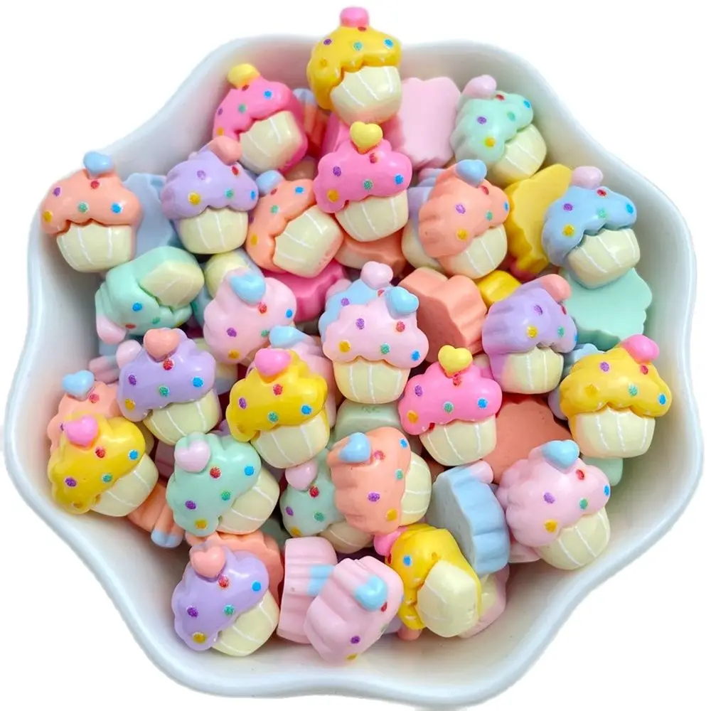 30Pcs New Cute Resin Mini Ice-cream Cake Series Flat Back  Manicure Parts Embellishments For Hair Bows Accessories