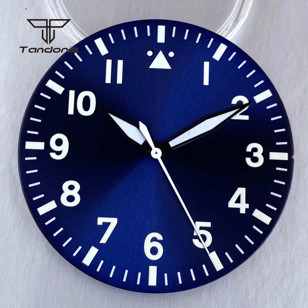 Tandorio 38mm Flieger Watch Dial and Hands Black/Blue/Green/White 10