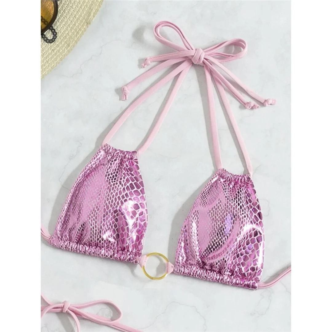 Sexy mit Rock, glänzender Schlangenhaut-Bikini, Damen-Badebekleidung, dreiteiliges Bikini-Set, Badeanzug, Badebekleidung, Schwimmbekleidung V4237 – Detail 18
