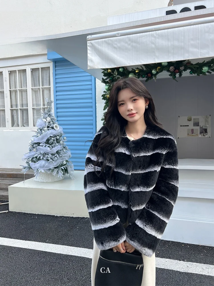 

Утепленная женская куртка Anna Home с круглым вырезом и мехом, в корейском стиле, для повседневной носки, с длинными рукавами