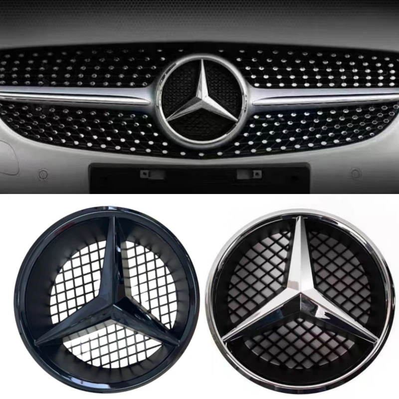 1X ·3D ABS Car Front Grille Badge Cover Star Logo Grid hollowed-out label for Mercedes Benz W204 2006-2012 B/V class 2005-2010