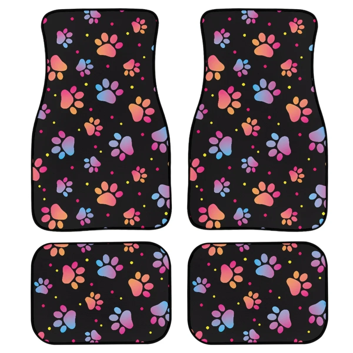 Kawaii Dog Paw Pattern Car Floor Mat Dirt Resistant Non-slip Universal Carpet Easy Inst Pads Fit for SUV Truck Vans Set of 4 Rug