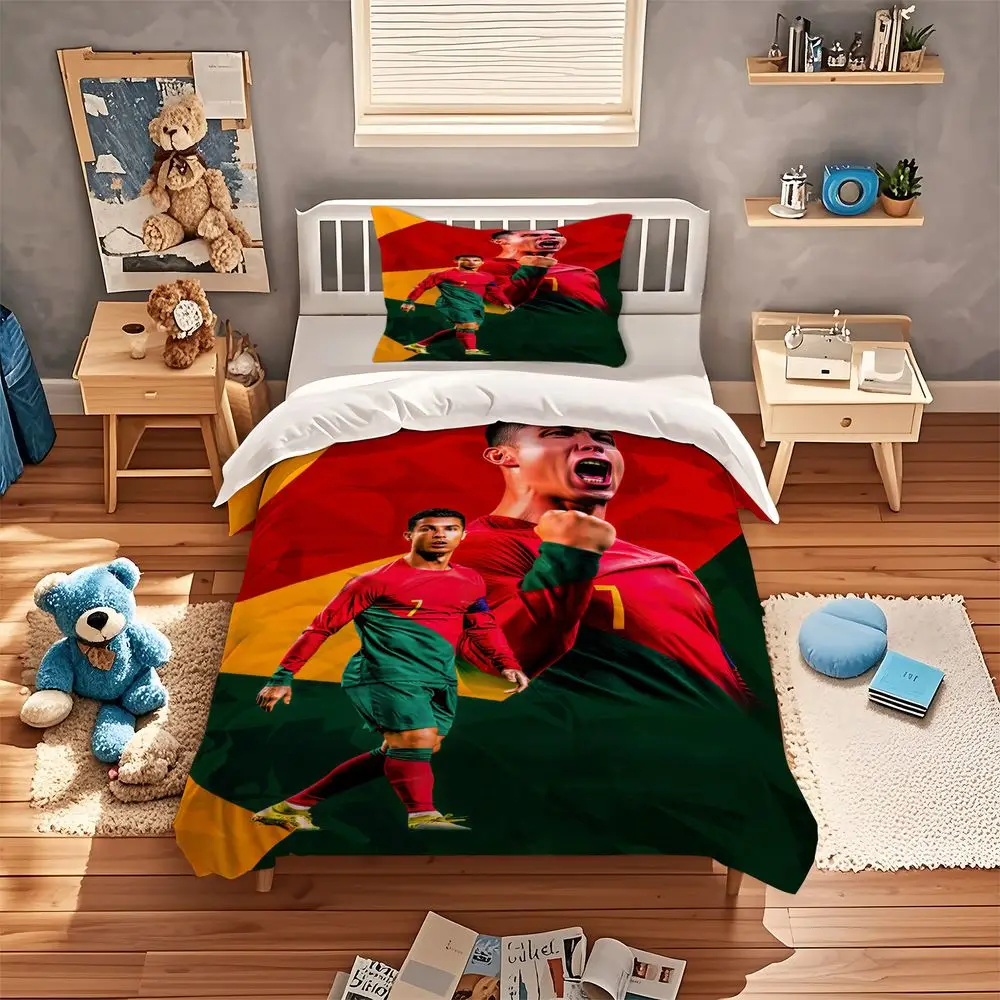 Football Duvet Cover Set Dynamic Digital Print Bedding Set Sport Jersey Comic Style for Teen Bedroom Home Decor