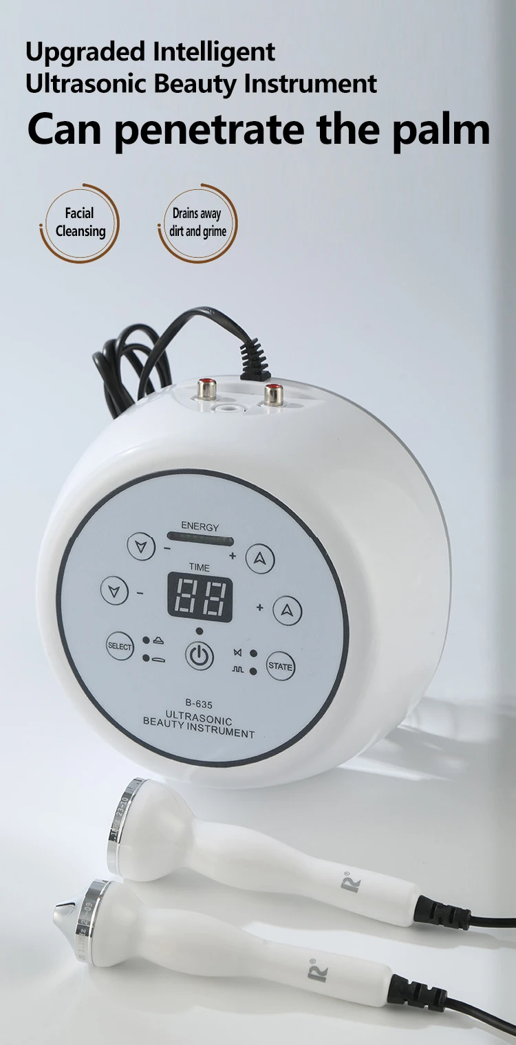 Professional Ultrasonic Facial Device 1-2MHz Microcurrent Skin Contouring & Wrinkle Reduction Machine CE Certified