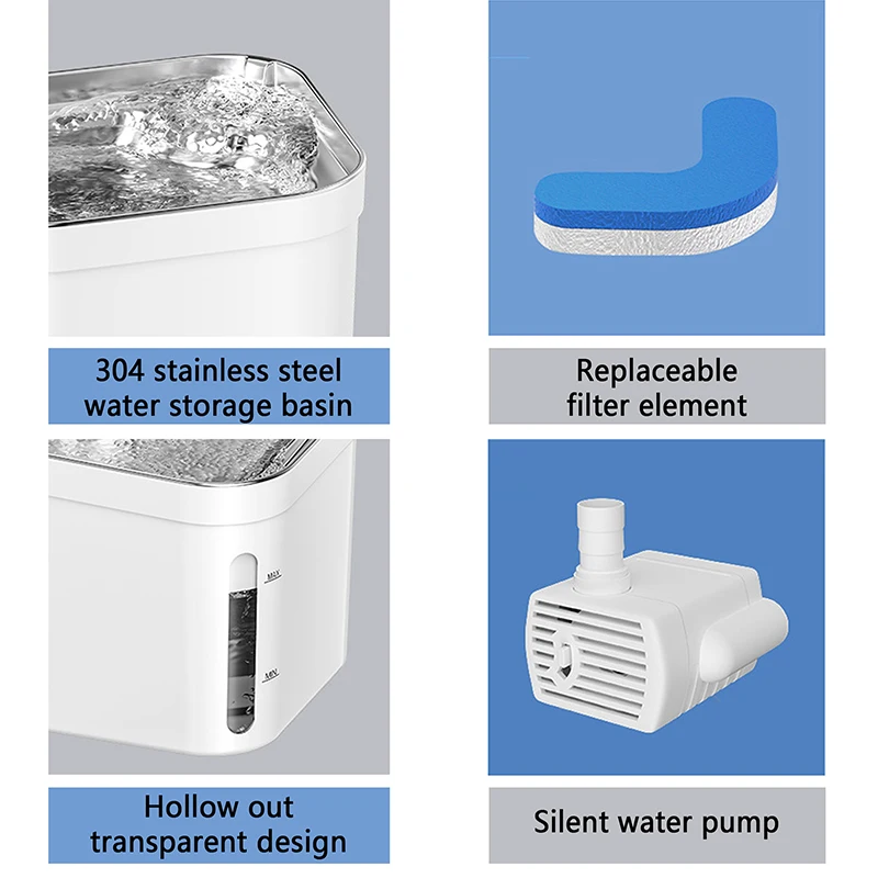 Automatic Stainless Steel Pet cat Fountain, Super Quiet Water Pump Cat Water Dispenser ,Food-Grade Secure cats Water Dispenser