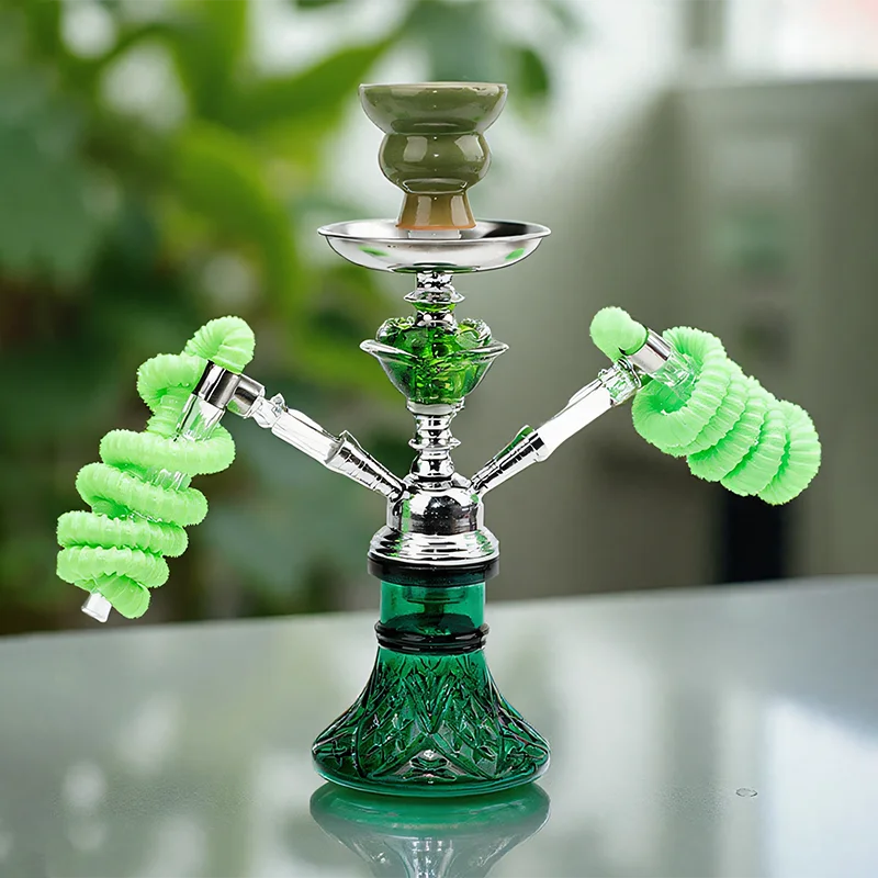 

Черный, синий, зеленый, красный, маленький, 11,4 дюйма, 29 см, двойной шланг, 2, полный набор кальяна для бара, роскошный набор трубок для курения, набор кальян, стеклянная ваза