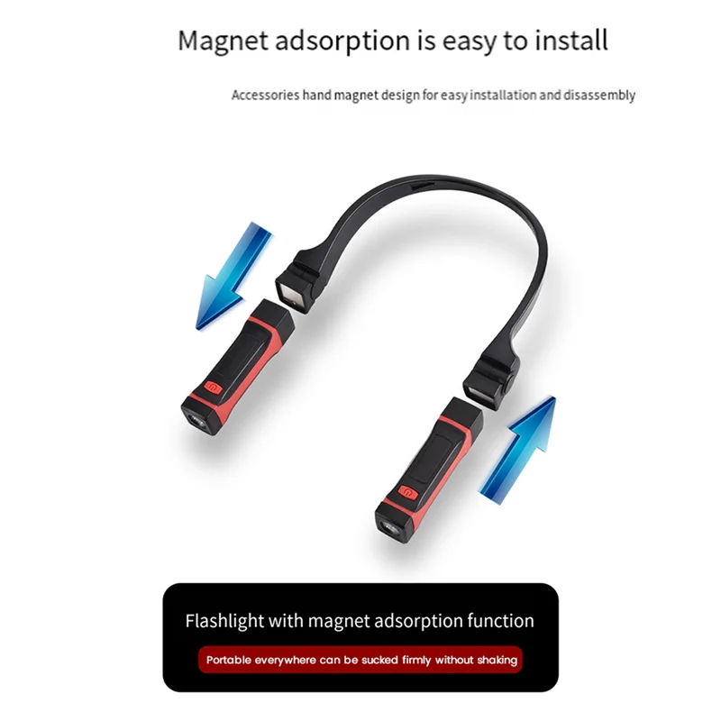 VOFUN-4X Lampu Leher Lepas Pasang Isi Ulang, Lampu Kerja LED Dengan Basis Magnetik, Lampu Mekanik Bebas Tangan, Dipakai di Leher