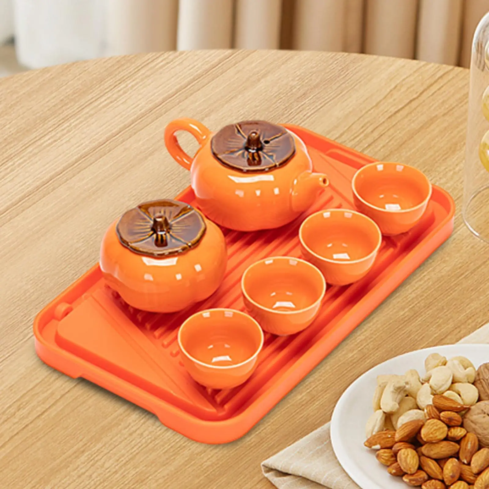 Kungfu Tea Set Persimmon Shaped Lucky with 4 Cups Tea Maker Gift Set Kung Fu Tea