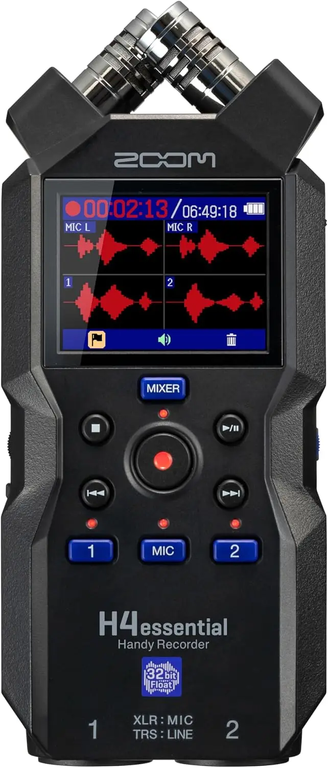 H4 Essential Handheld Recorder for Musicians, Podcasters & Filmmakers with Stereo Microphones, 2 XLR/TRS Inputs, 4 Tracks of 32-
