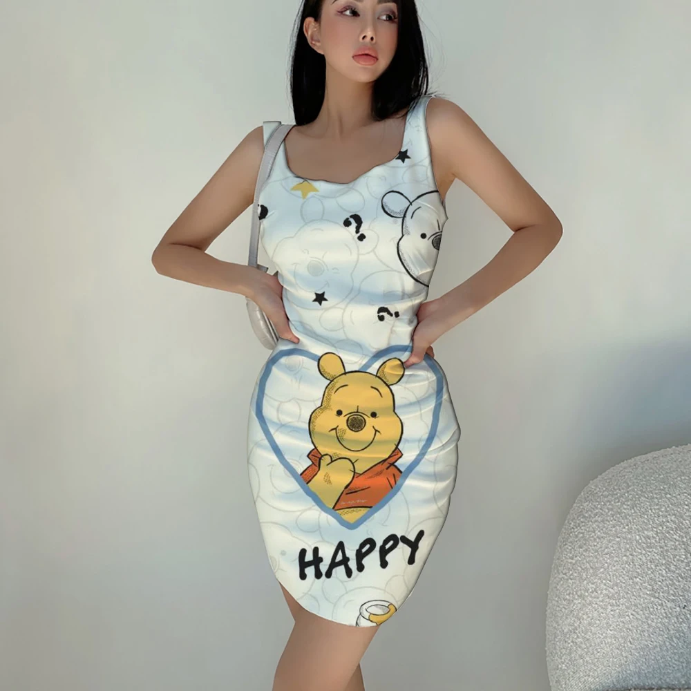 Slim slim comfortable casual dress 2024 Summer new lady cartoon 3D printing fashion sexy sleeveless dress