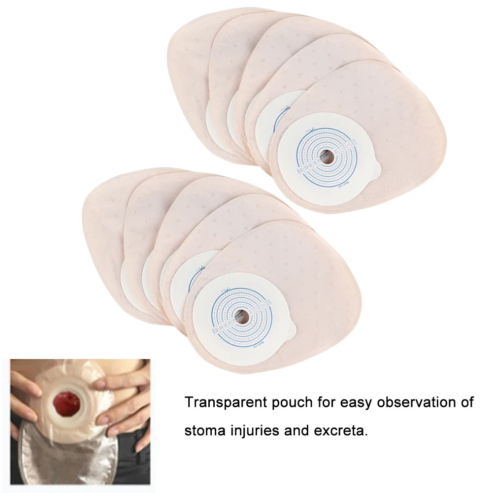 10pcs/Pack One-piece System Ostomy Bag Medicals Drainable Pouch Colostomy Bag Ostomy Supplies No Need Clip 15-60mm(0.6-2.3 inch)