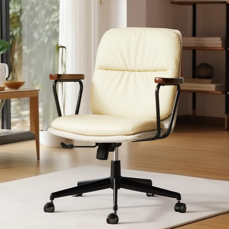 كرسي مريح فاخر للمكتب، كرسي بذراعين للاستراحة في منتصف القرن الاسكندنافي، أثاث بتصميم الكمبيوتر #1