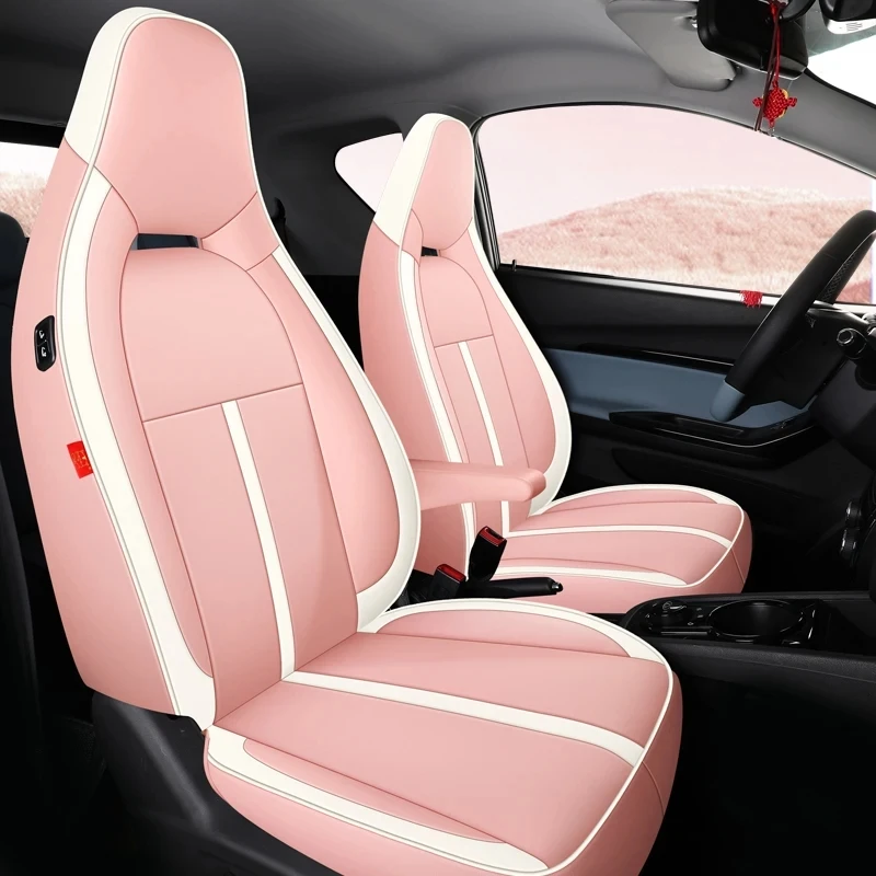 Custom Fit Car Accessories Seat Cover Top Quality Leather Specific for Chery QQ Unbounded Pro with Front and Rear Full Set Pink