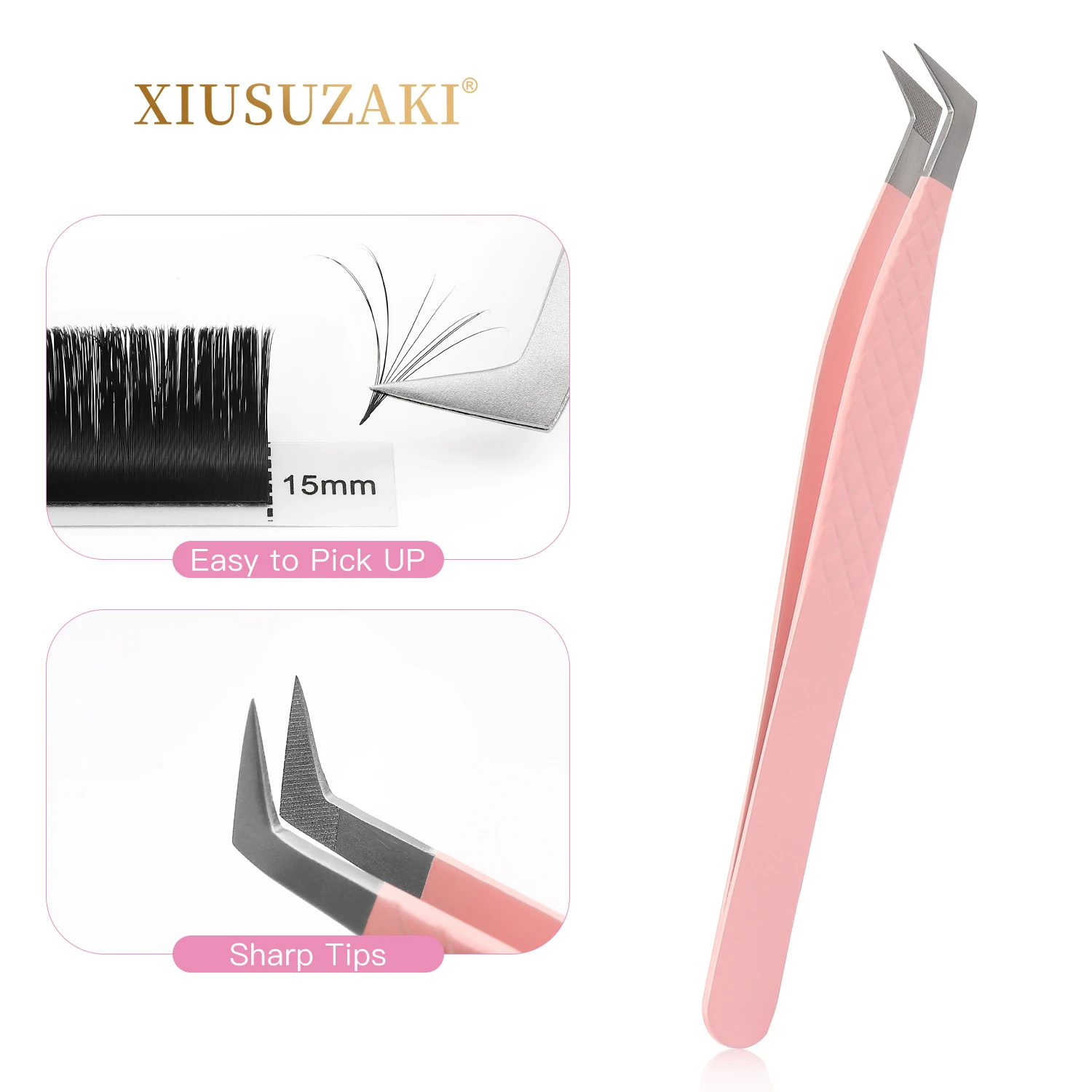 Stainless Steel High Precision Fiber Tip Tweezers for Eyelash Extensions Mega Volume Mink Lashes False Eyelashes Makeup Tools