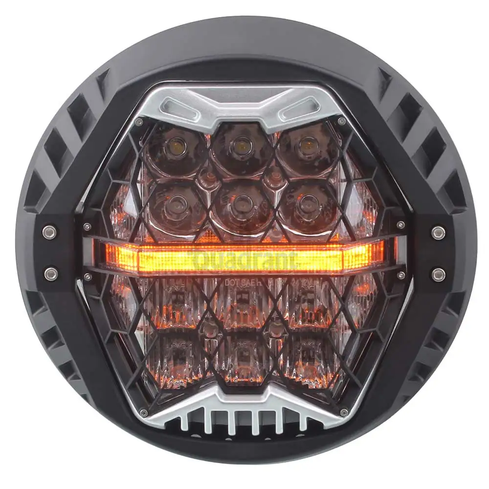 For Harley 2012-later FLD 1994-17 Touring Motorcycle Accessories High Beam Low Beam Amber Halo DRLBlack Honeycomb LED Headlight