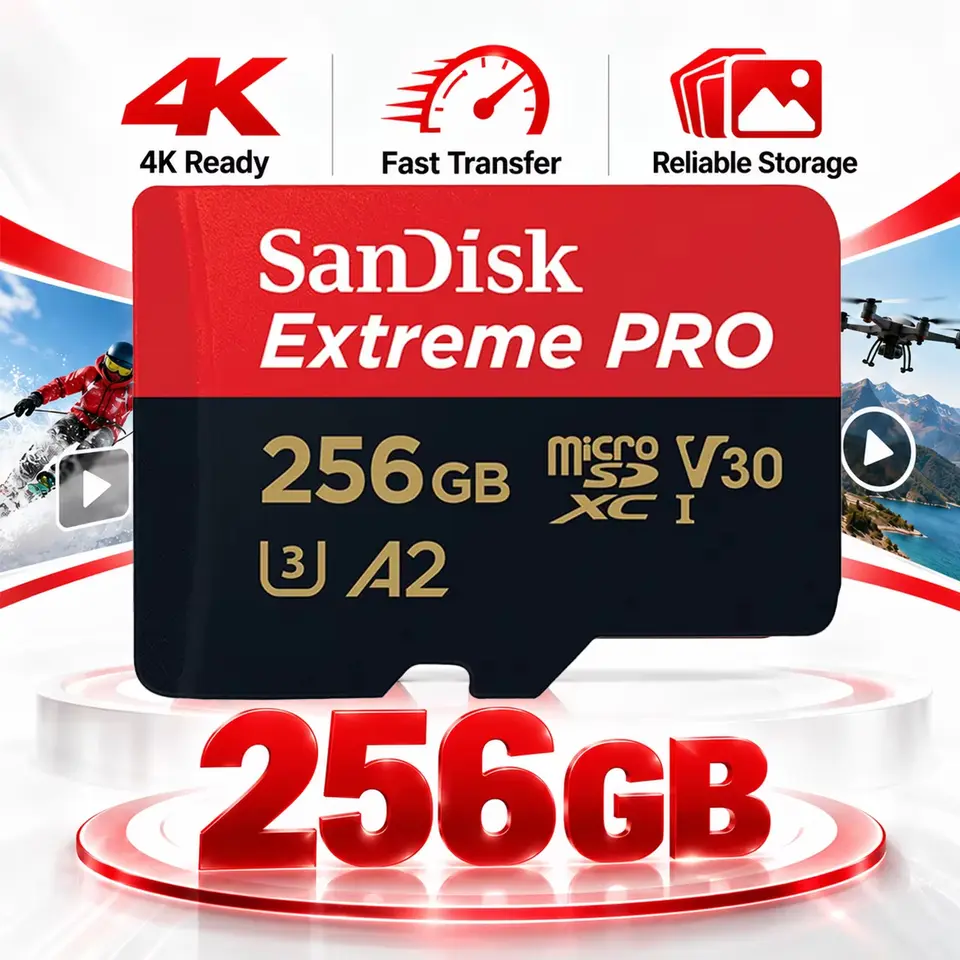 بطاقة ذاكرة سان ديسك مايكرو SD جديدة 2026 بسعات 256GB و512GB، UHS-I U3 V30، وأيضاً 32GB و128GB و64GB، بيع ساخن بسرعة عالية