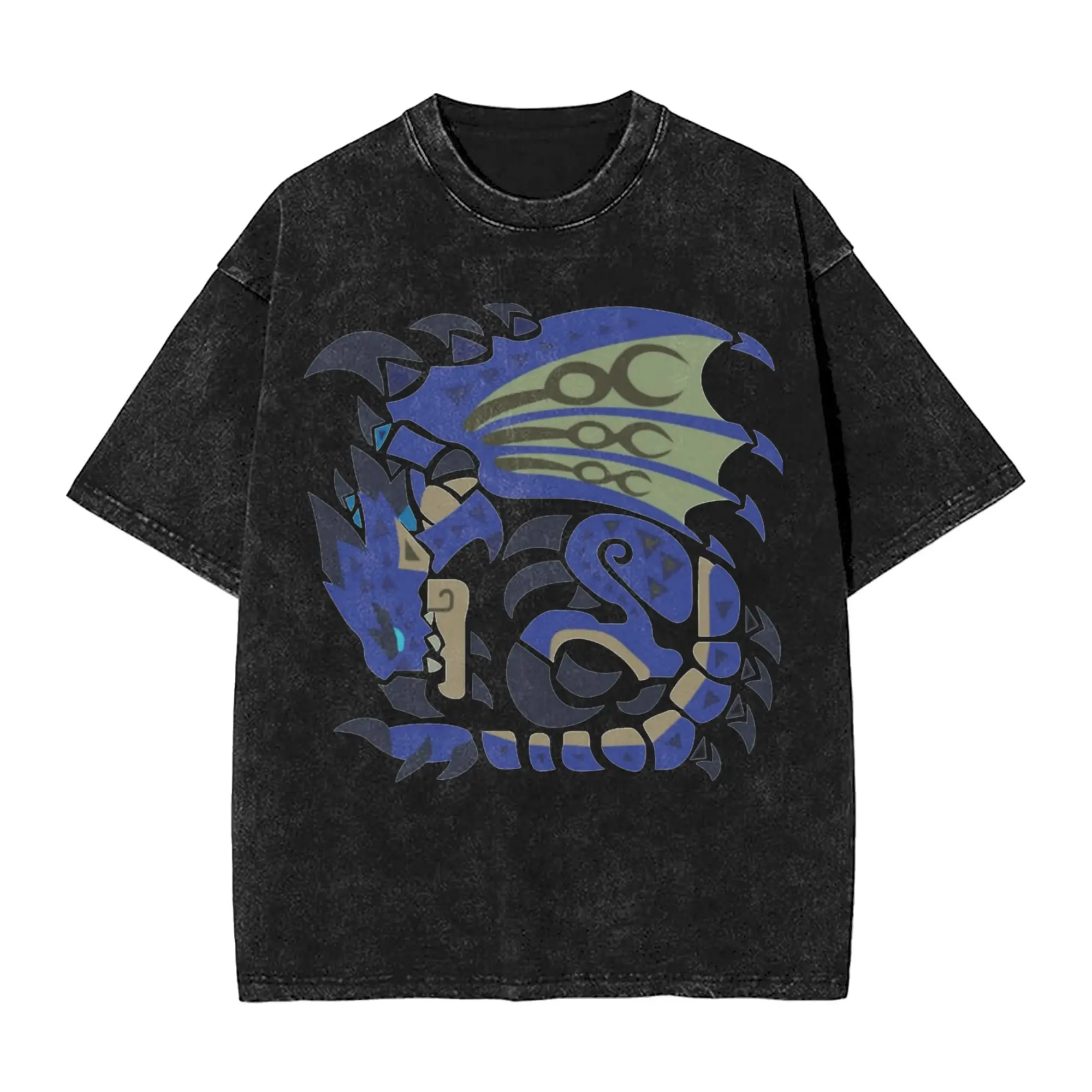 Azure Rathalos T-Shirts Men  Monsters Hunters Awesome Cotton Tees Crewneck Short Sleeve T Shirts Summer Clothes