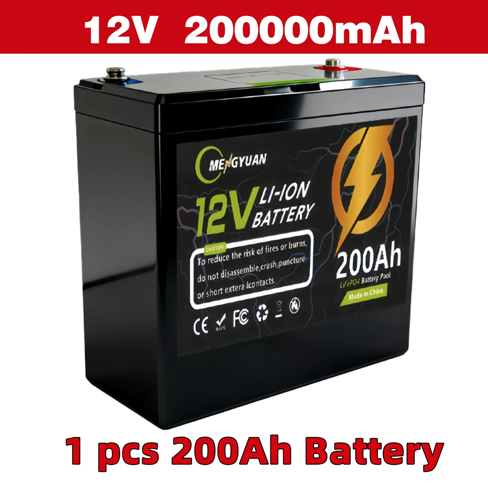 12V 200Ah LiFePO4 Battery 3600Wh Energy 200A BMS A+ Cells With 2-Year Warranty,UL1973,For RV, Van, Trolling Motor,Camp image 3