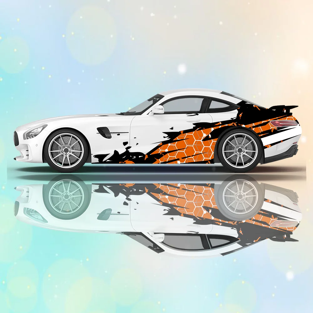 

Black Lines Honeycomb Car Vinyl Wraps Decal Self-adhesive Anti Scratch Sticker Suitable for Trucks SUV Decor Auto Accessories