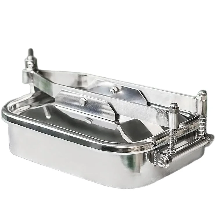 SS304 SS316L Sanitary Food Grade Hygienic Pressure Rectangular Manhole Cover Stainless Steel WENZHE Brand China Zhejiang