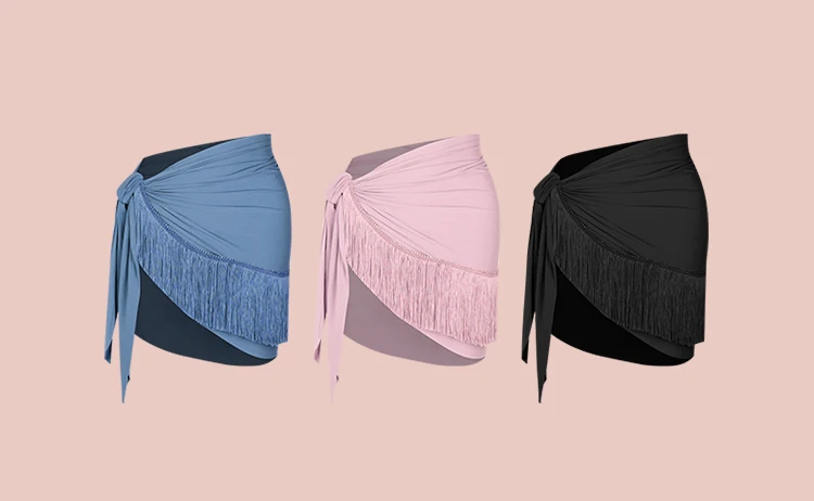 أطفال ملابس الرقص اللاتينية الفتيات مهدب وشاح الورك تشا تشا رومبا السامبا تنورة رقص ممارسة الملابس أداء زي