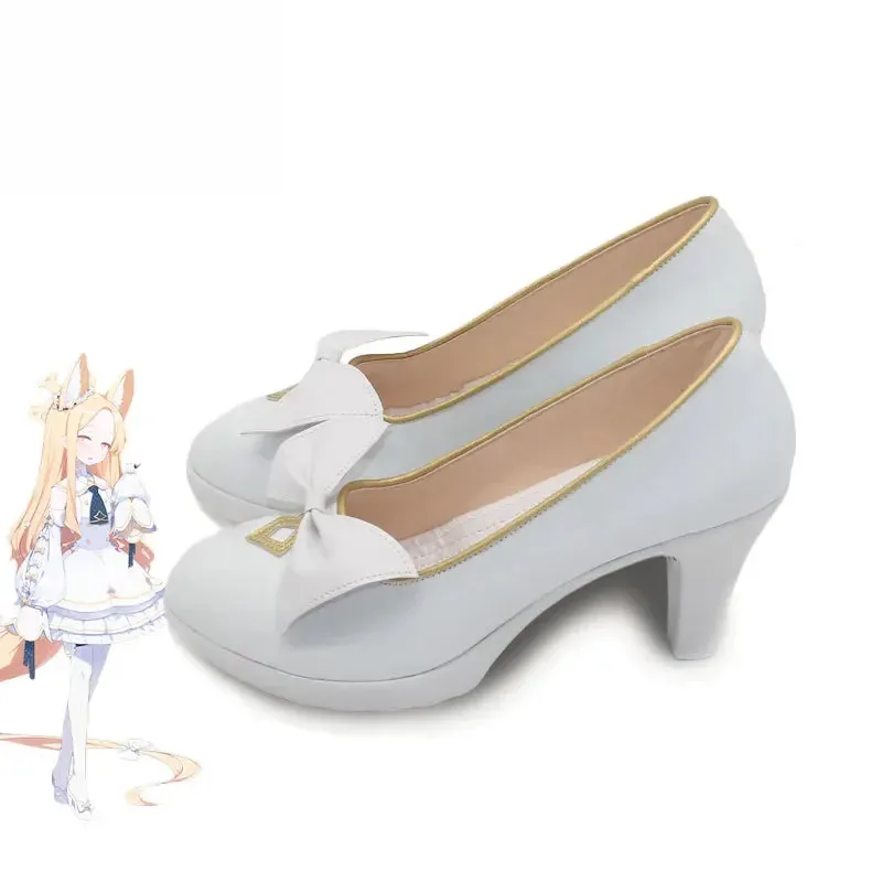 

2025 RealCos Yurizono Seia Game Blue Archive Cosplay Prop White High Heel PU Leather Shoes Halloween Carnival Boot