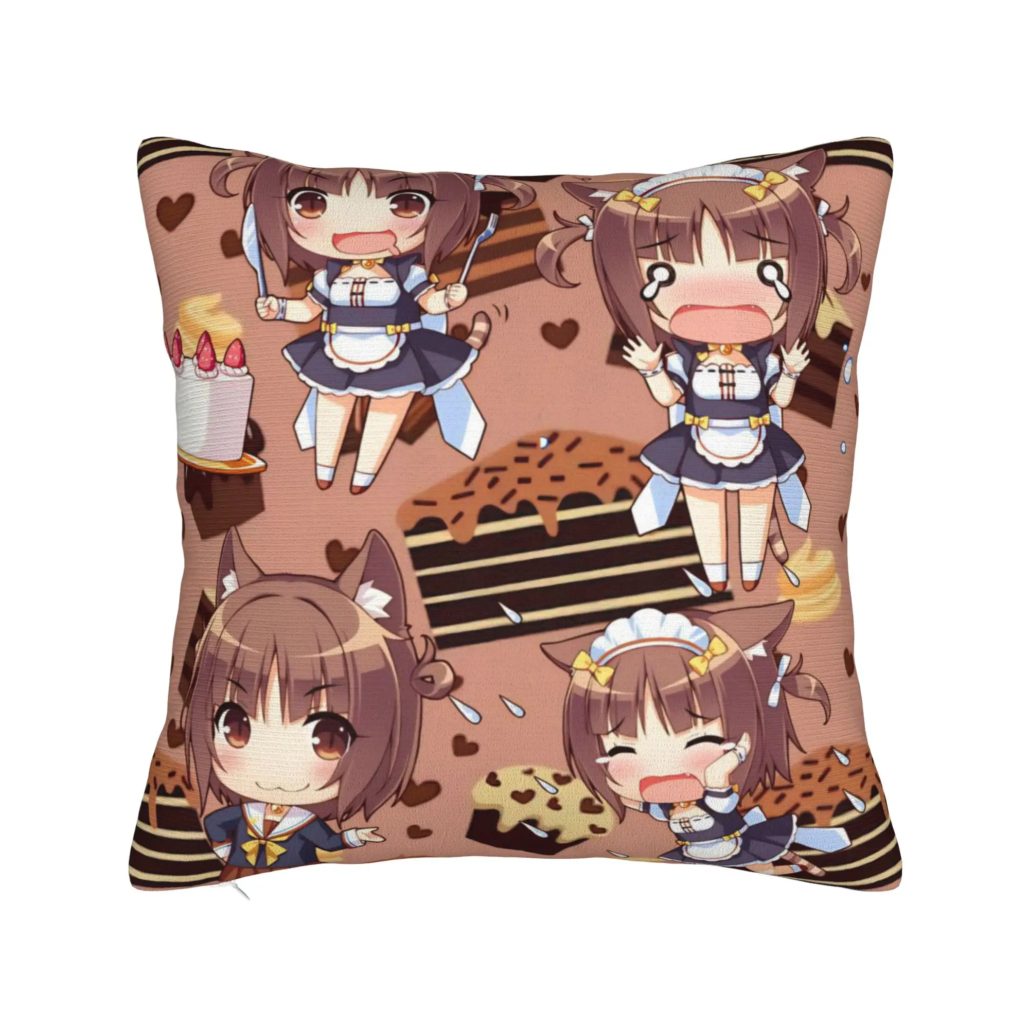 Anime N-Nekopara Pillow Cover Merchandise Printed Cushion Cover Decorations  Throw Pillow Case Cover Car Multi-Size