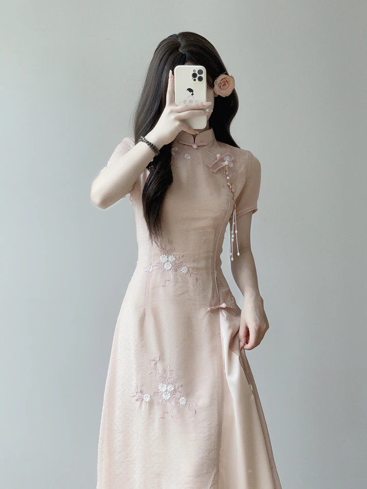 

Ting Yue Ling QiPao New 2026 plus Size Women's Dr Ele High Waist A-Line Midi Dr Floral Print Zipper Closure
