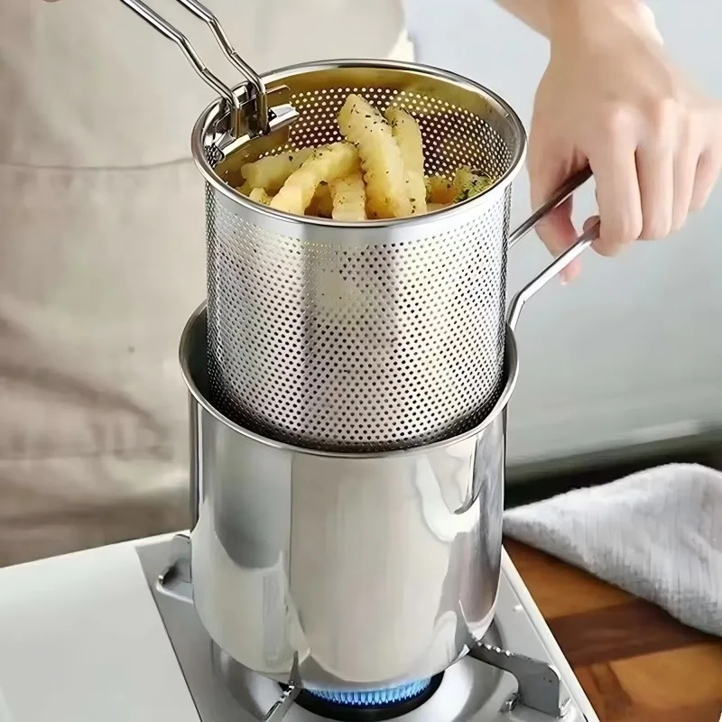 

Фритюрница для глубокой жарки с сетчатым фильтром, из нержавеющей стали, для темпуры, жарки курицы, кухонные принадлежности