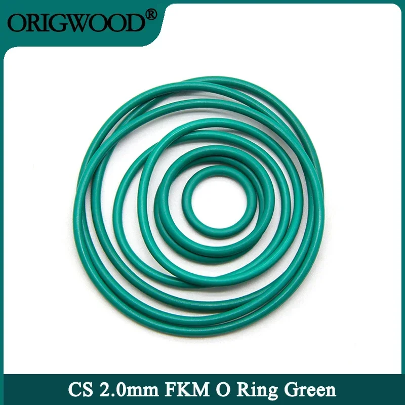 

10/50pcs FKM O Ring Sealing Gasket CS 2mm OD 5~100mm Insulation Oil Resistant High Temperature Resistance Fluorine Rubber O-Ring