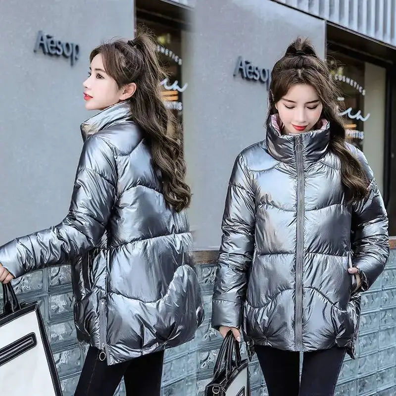 

2026 Style Fashion Temperament Down Jacket Bright Face Short Winter Thickened Warm Cotton Coat Korean Version Loose Thin