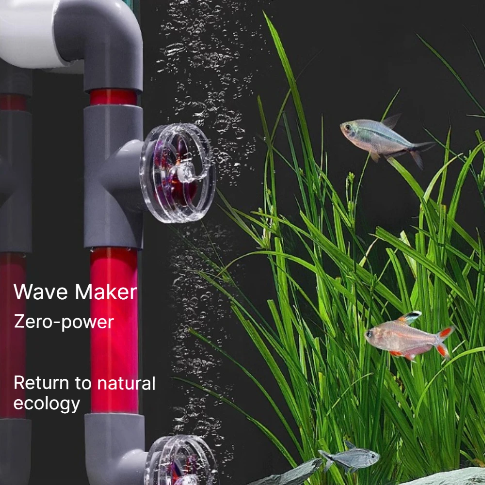 Unpowered Auto-Rotating 4-Blade Aquarium Wave Maker Fan Side Filter Outlet Internal Water Circulation Fish Tank Accessories