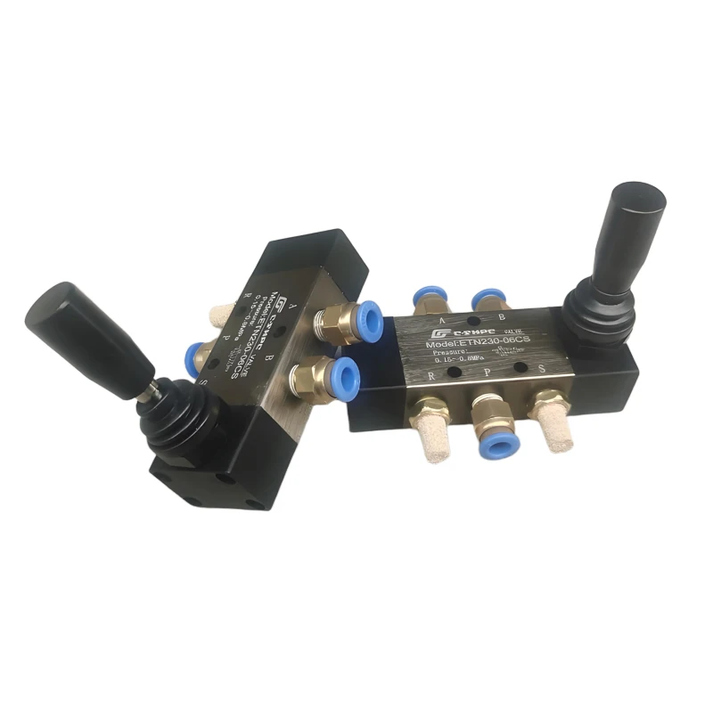 

5/2-ходовой пневматический клапан с ручным рычагом, ручное управление, 2 положения, 3, 5 портов, двухтактный