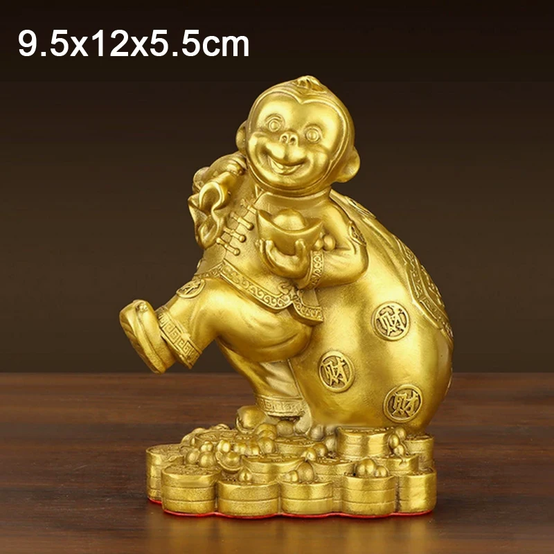 Brass Monkey Buddha Sculpture Qi Tian Da Sheng Creative Decorations, Home Living Room Bedroom, Office, Desktop Decor Crafts, 1Pc