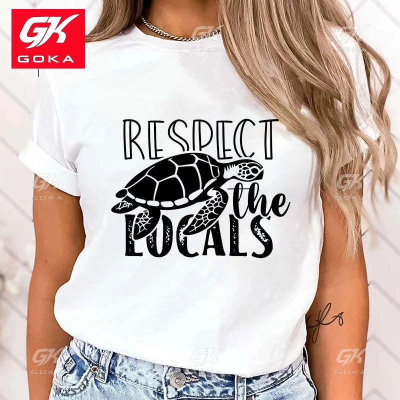 Premium Cotton T Shirt Women'S Fashion Funny Protect The Ocean Respect The Locals Letter Print T Shirt Female Casual Unisex Tops