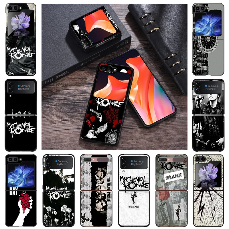 Hard Phone Cases For Samsung Z Flip 5 4 3 5G My Chemical Romance Galaxy Z-Flip4 ZFlip5 Black Matte Cover