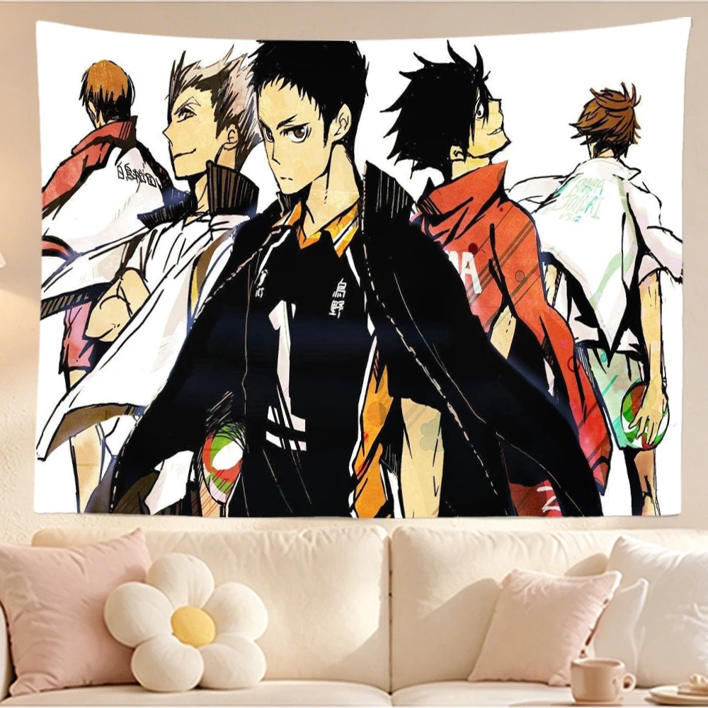 Anime Volleyball Players Tapestry Wall Hanging Japanese Sports Manga Wall Art for Bedroom Dorm Home Decor Anime Fans Gift