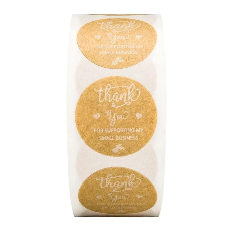 500pcs شكرًا لك على دعم عملي في Kraft ملصقات Seal Seal Scrapbooking Decoration مصنوعة يدويًا