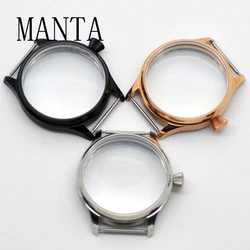 MANTA 44mm Stainless Steel Silver Rose Gold Black Case Fit ETA6497/6498 Seagull ST3600 Movement Watch Parts