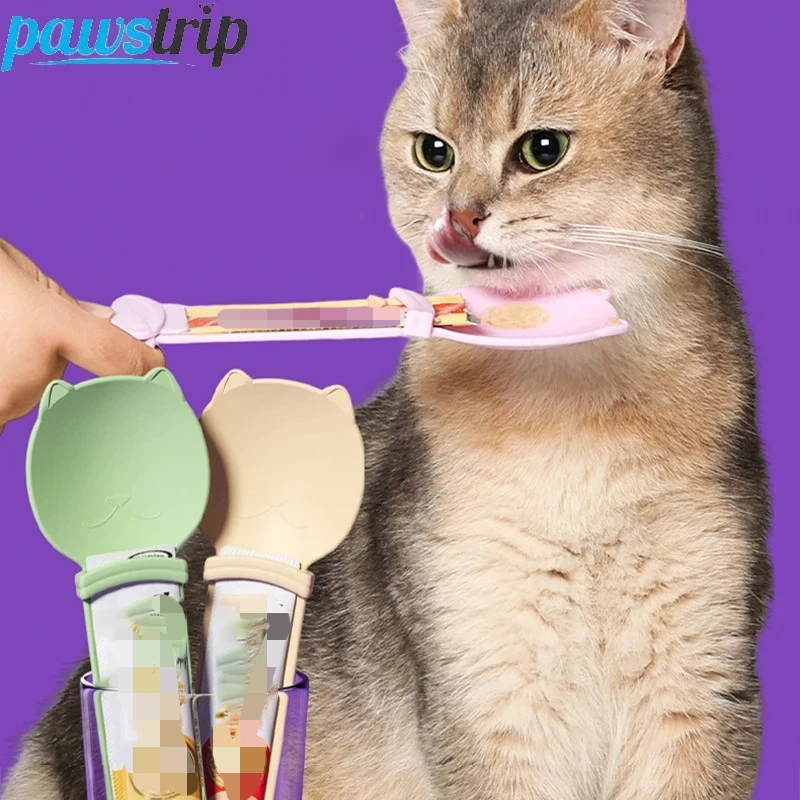 2PCs Cat Strip Squeeze Spoon Cat Strip Feeder for Lickable Wet Cat Treats Pet Liquid Snack Feeding Tool Cat Feeder Pet Supplies