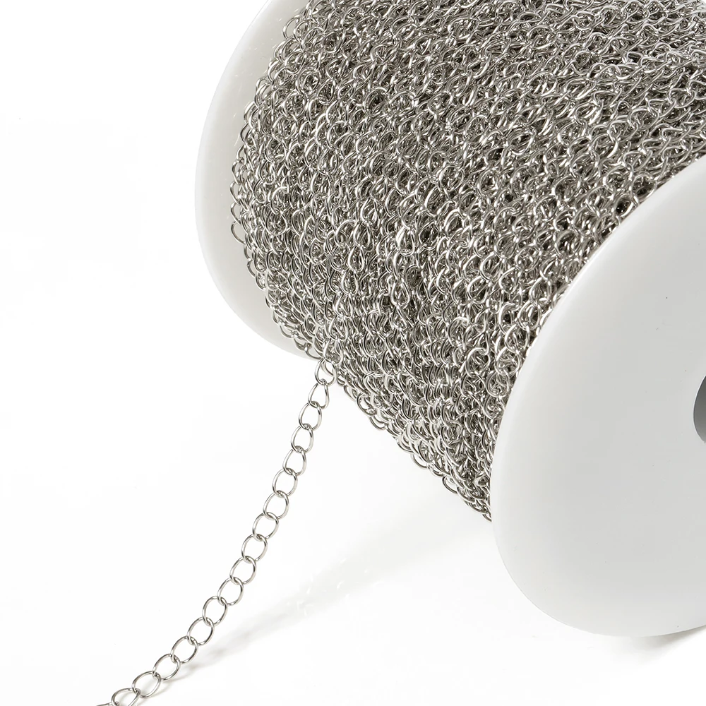 

10 м / рулон 3x4 мм цепь из нержавеющей стали объемная цепь оптовая продажа ожерелье браслет удлинительная цепь для изготовления ювелирных изделий DIY материал