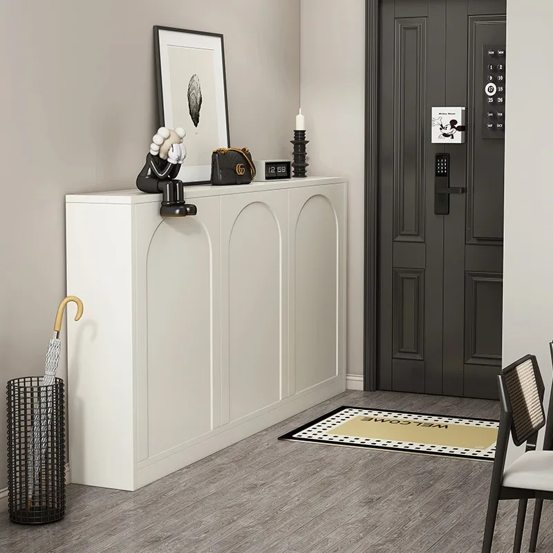 Simple Cream Shoe Cabinet for Indoor Sturdy Construction Floor Protection Easy to Use Load Bearing Reliable Performance