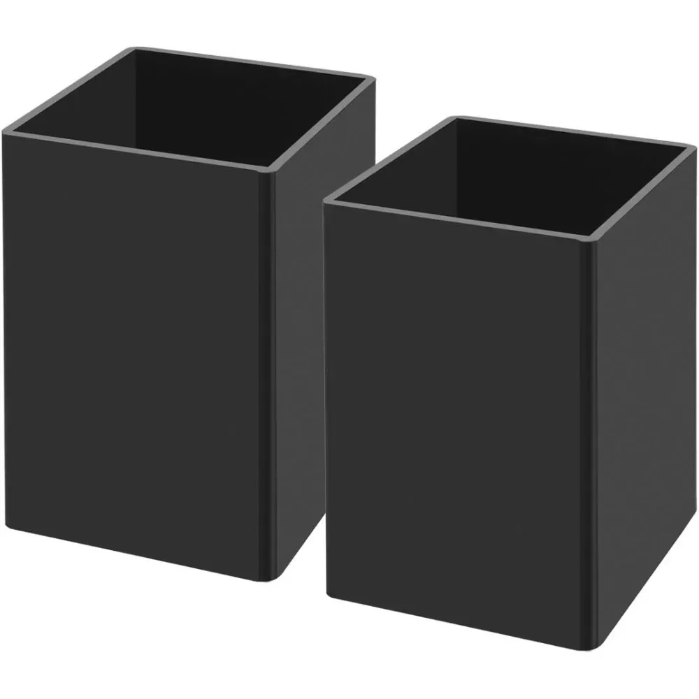 

Black acrylic pen holder 2 packs, desktop pencil cup stationery organization office desktop accessories
