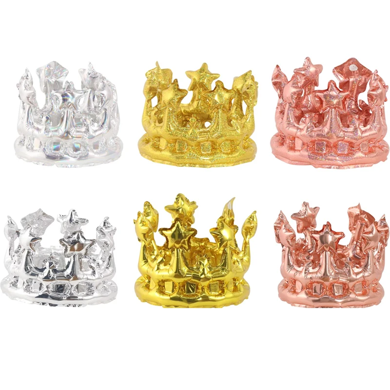 1 PC Queen's Crown Hair Accessories Aluminum Film Balloon Three Colors Bar Anniversary Birthday Party Wedding Party Decoration