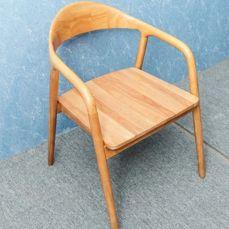 Solid Rubber Wood Black Walnut with Armrests Dining Commercial Meeting Chair Vintage