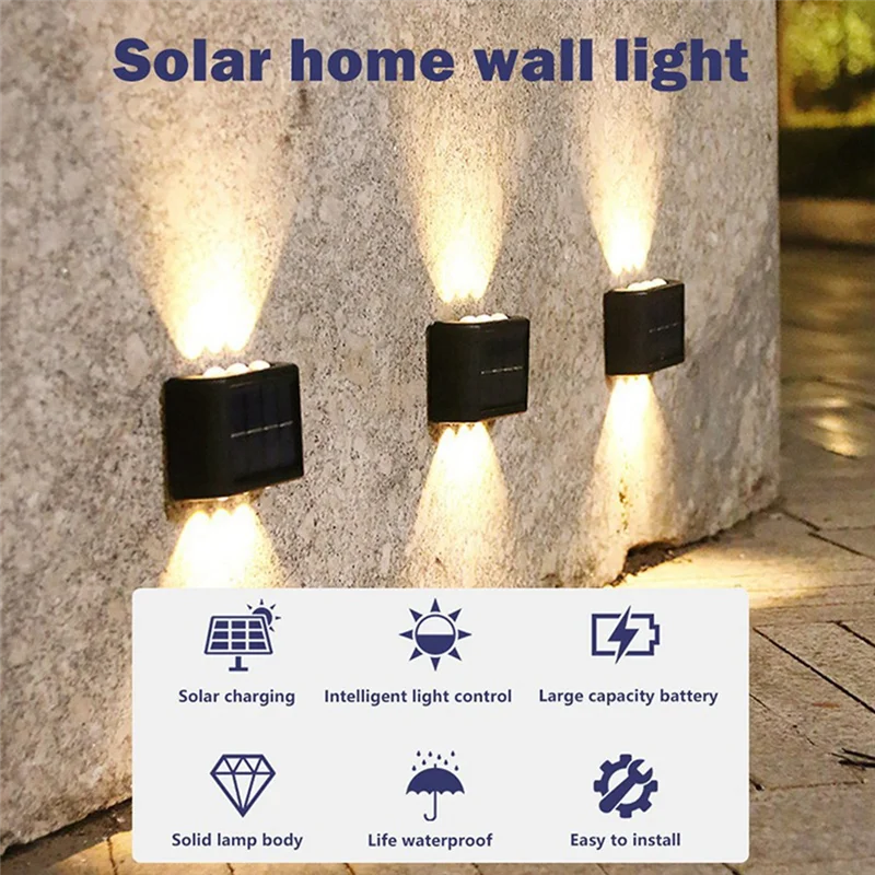 AF90-4 Pack Outdoor Waterproof LED Solar Lamp Up And Down Luminous Lighting For Garden Balcony Yard Decor B